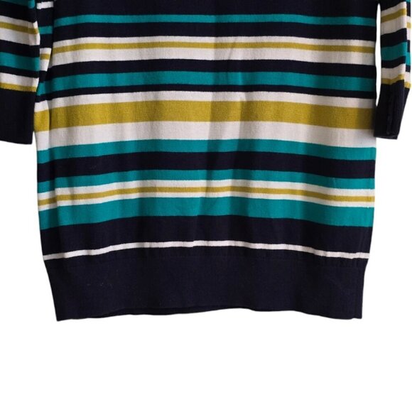 Ann Taylor Striped 3/4 Sleeve Round Neckline Top Sz L - Picture 5 of 9